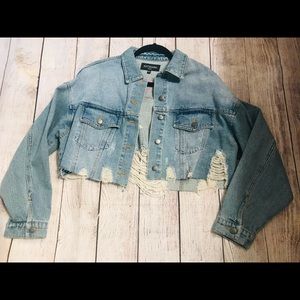 Kittenish Frayed Jean Jacket